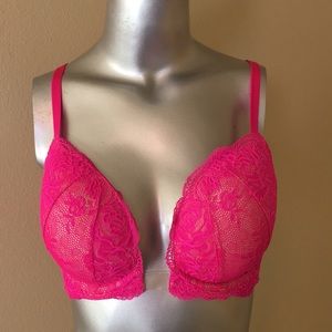 Victoria's Secret Hot Pink Lace Push-Up Bra